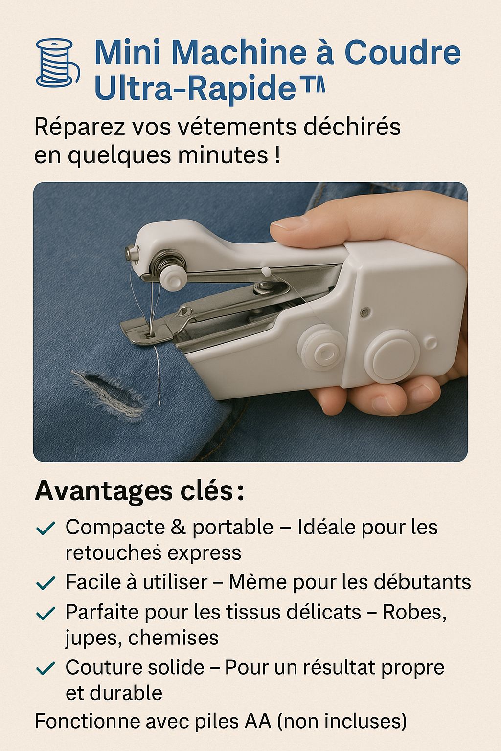 🧵 Mini-Machine à Coudre Ultra-Rapide™